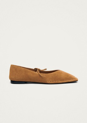 Sway Suede Tan Leather Ballet Flats from Alohas