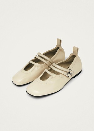 Anne Onix Cream Leather Ballet Flats from Alohas