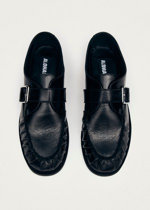 Brandy Black Leather Loafers from Alohas
