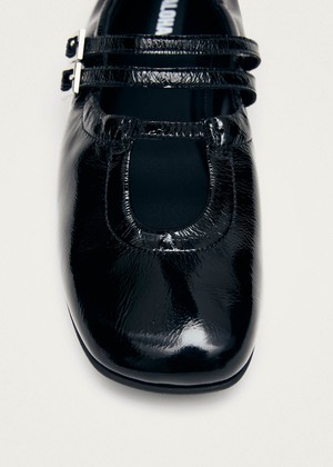 Anne Onix Black Leather Ballet Flats from Alohas