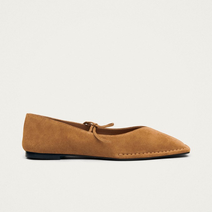 Sway Suede Tan Leather Ballet Flats from Alohas