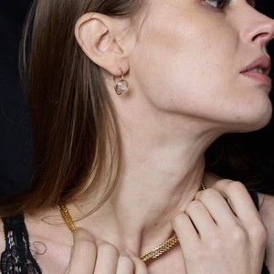 Sophia Pink Quartz Gold Hoop Earrings from Amadeus