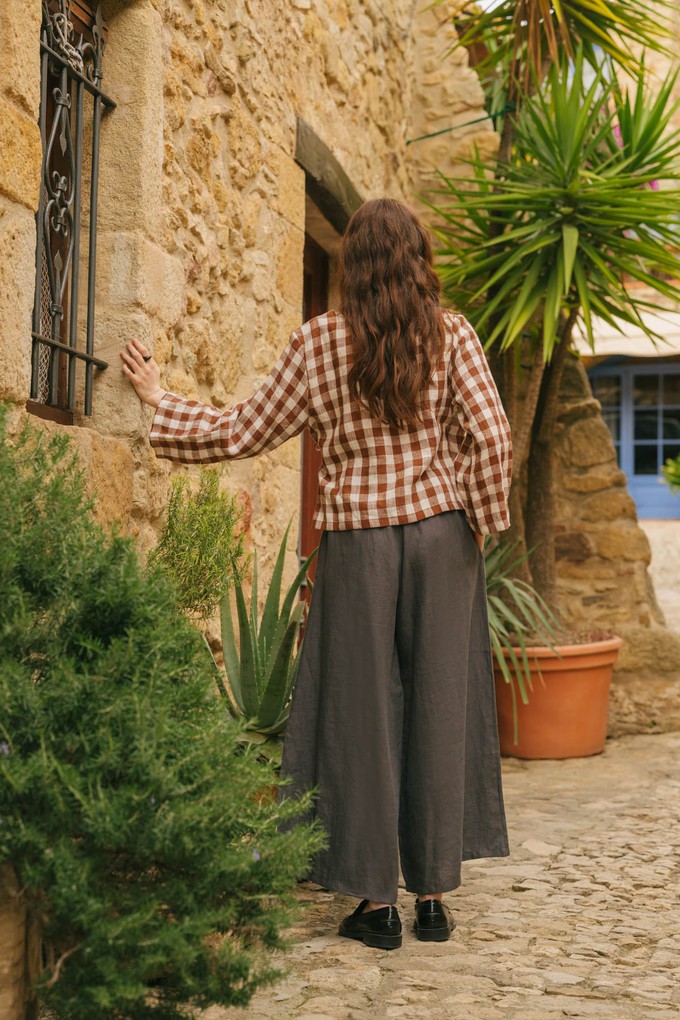 Isabella wide linen pants in Charcoal from AmourLinen
