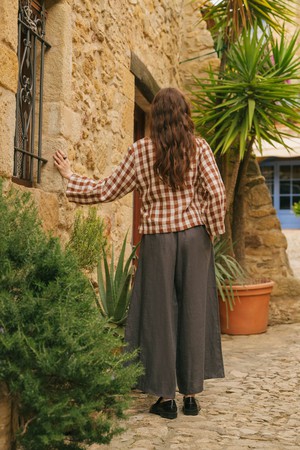 Isabella wide linen pants in Charcoal from AmourLinen