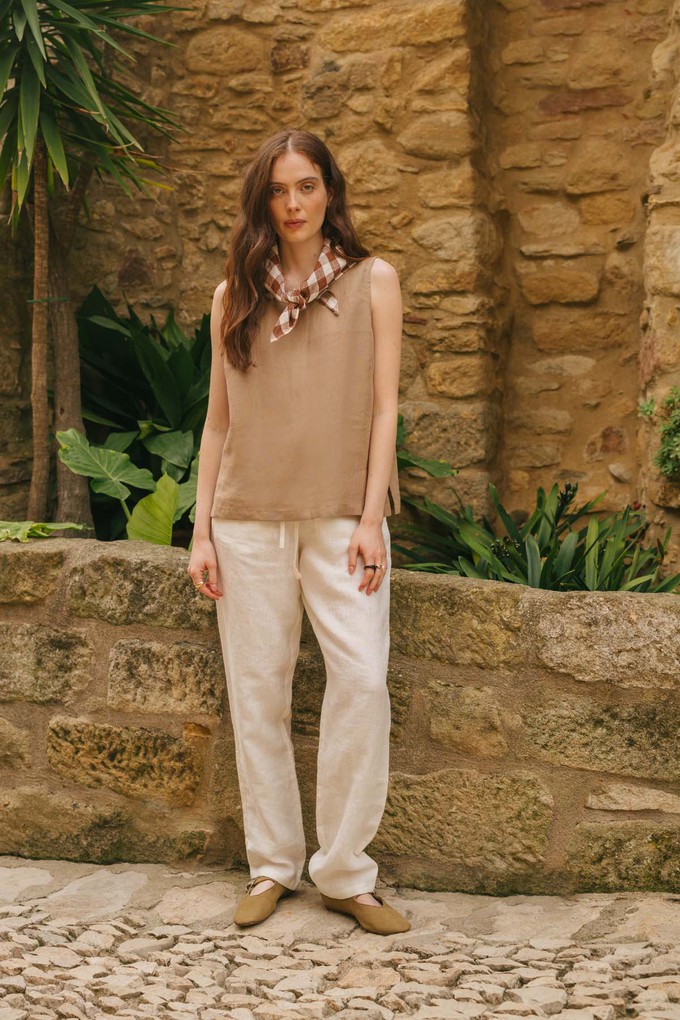 Colette classic linen top in Rosy Brown from AmourLinen