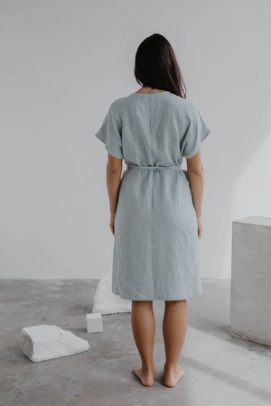 Olivia linen wrap dress in Sage Green from AmourLinen