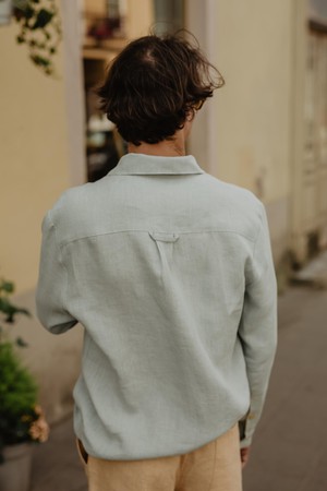Hector classic linen shirt in Sage Green from AmourLinen