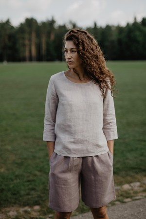 Riga linen top 3/4 sleeves XS/S Cotton Candy | sale from AmourLinen