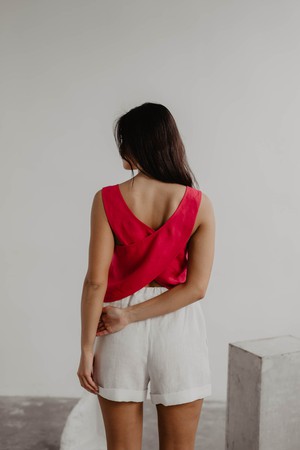 Mia linen shorts in White from AmourLinen