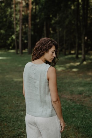 TUNIS top in Sage Green from AmourLinen