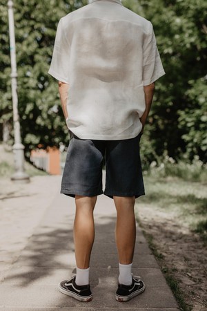 Hermes classic linen shorts in Charcoal from AmourLinen