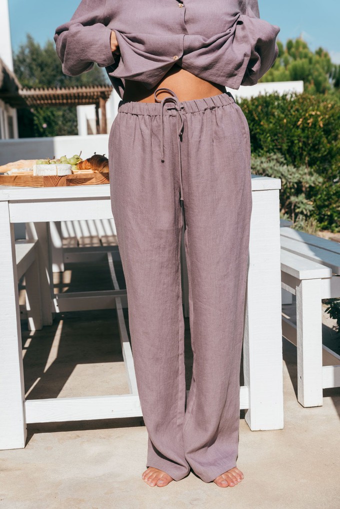 Nightly long sleeve pajama set in Dusty Lavender from AmourLinen