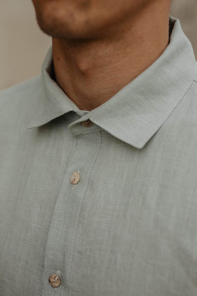 Hector classic linen shirt in Sage Green from AmourLinen