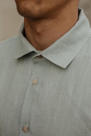 Hector classic linen shirt in Sage Green from AmourLinen