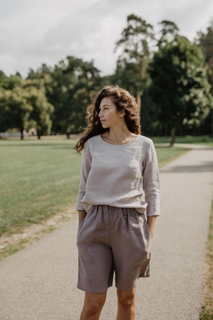Riga linen top 3/4 sleeves XS/S Cotton Candy | sale from AmourLinen