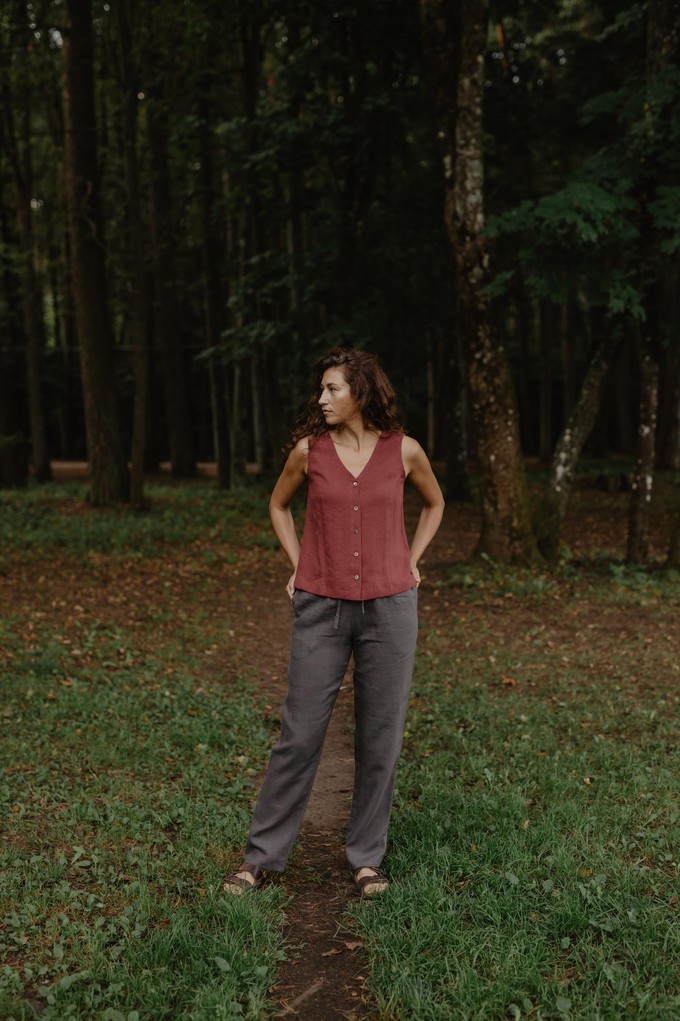 Malmo straight linen pants in Charcoal from AmourLinen