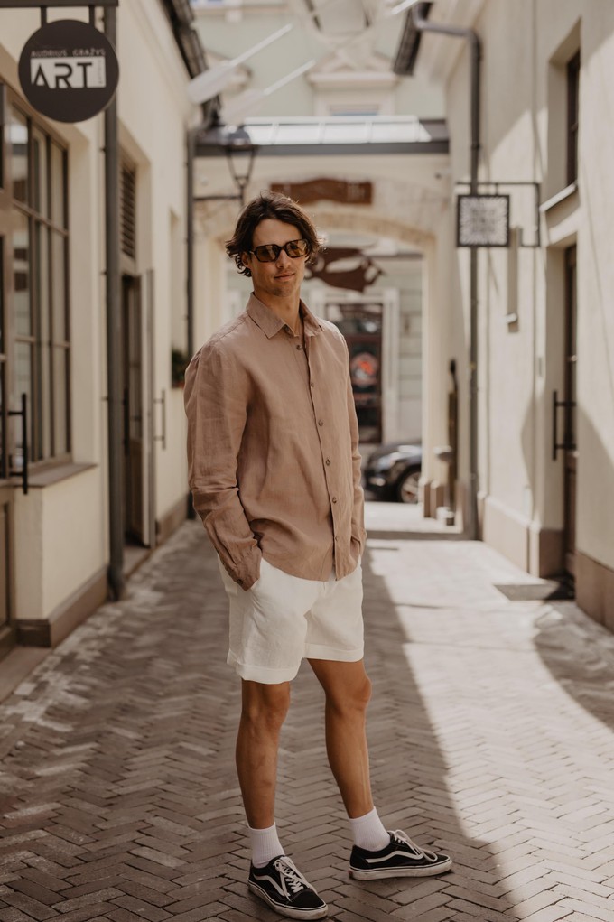 Hector classic linen shirt in Rosy Brown from AmourLinen