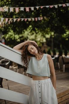 Pippa sleeveless linen crop top in Sage Green via AmourLinen