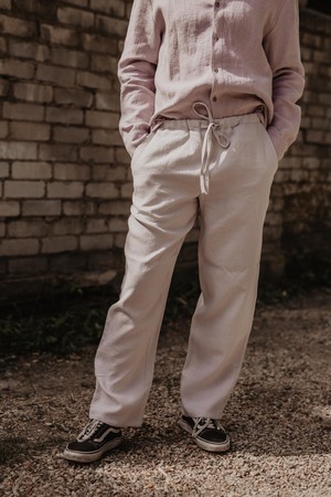 Adonis classic linen pants in Cream from AmourLinen