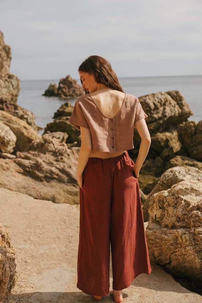 Lisa linen crop top in Rosy Brown from AmourLinen