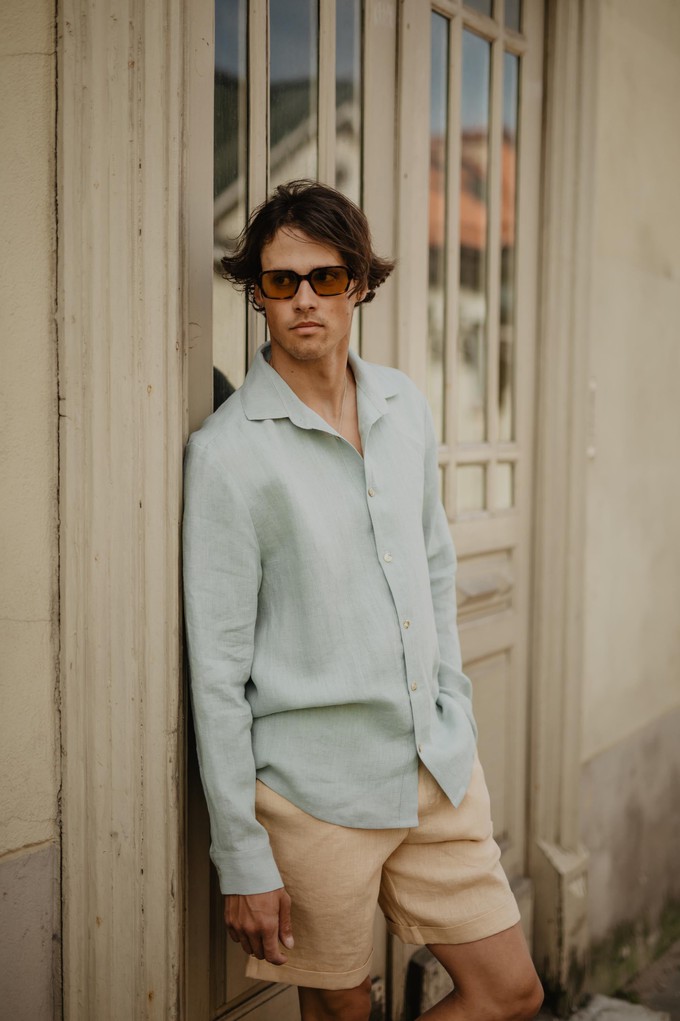Hector classic linen shirt in Sage Green from AmourLinen