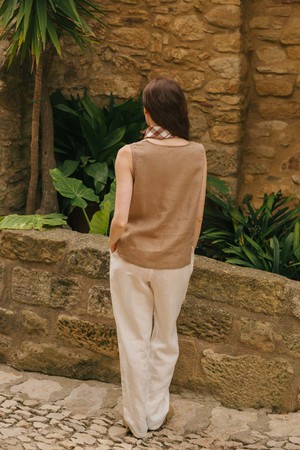 Malmo straight linen pants in White from AmourLinen