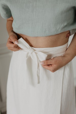 Iris linen wrap skirt in White from AmourLinen