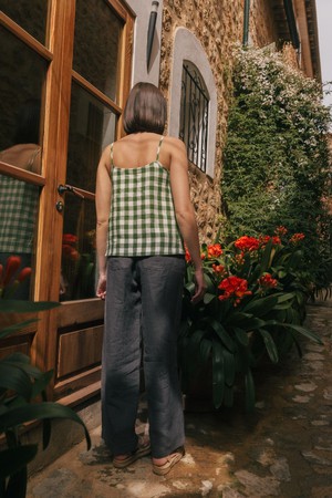 Barbora straight linen pants in Charcoal from AmourLinen