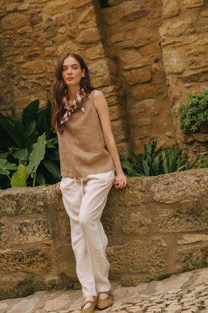 Colette classic linen top in Rosy Brown from AmourLinen