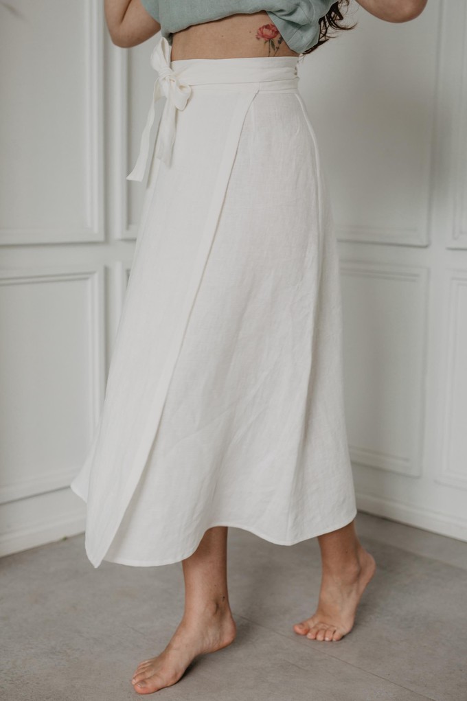 Iris linen wrap skirt in White from AmourLinen