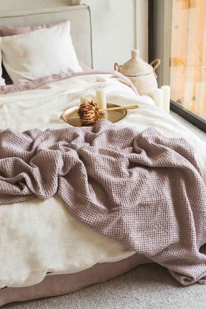 Linen waffle bed throw | ARCHIVE SALE from AmourLinen