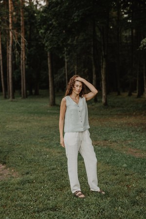 TUNIS top in Sage Green from AmourLinen