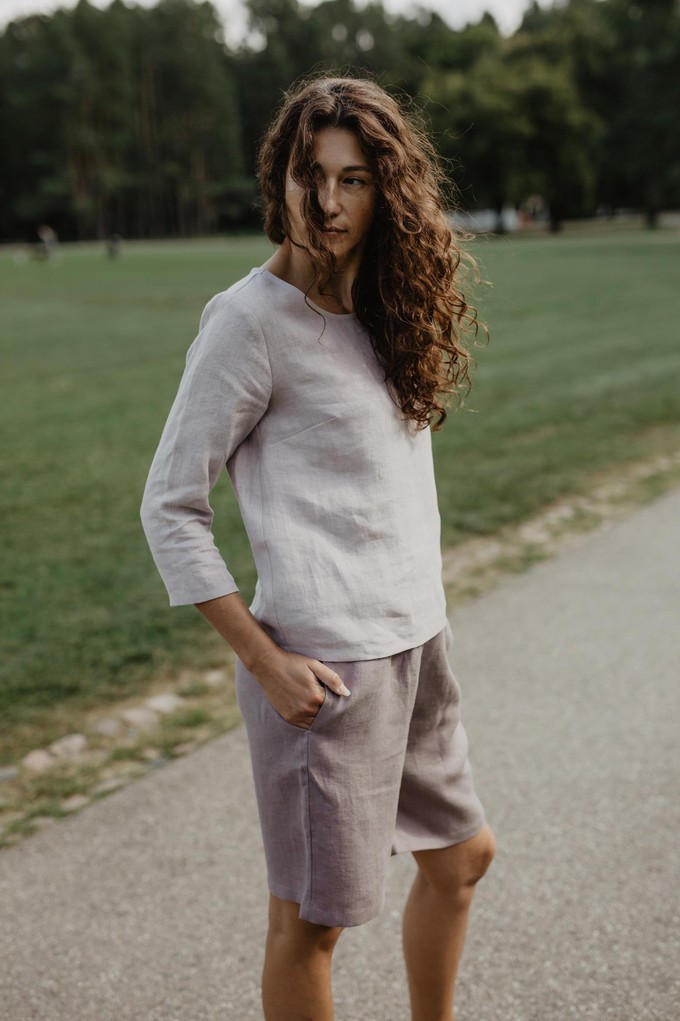 Riga linen top 3/4 sleeves XS/S Cotton Candy | sale from AmourLinen