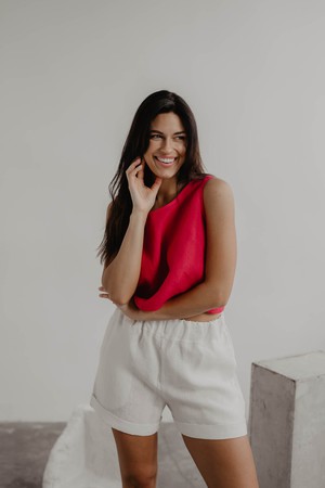 Mia linen shorts in White from AmourLinen