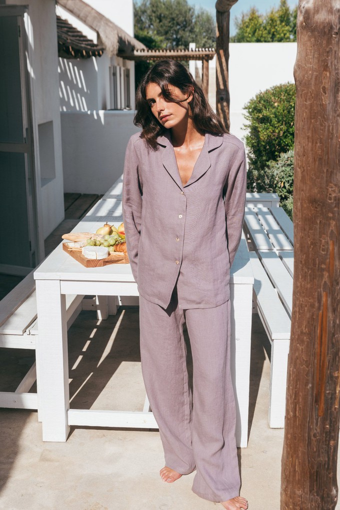 Nightly long sleeve pajama set in Dusty Lavender from AmourLinen