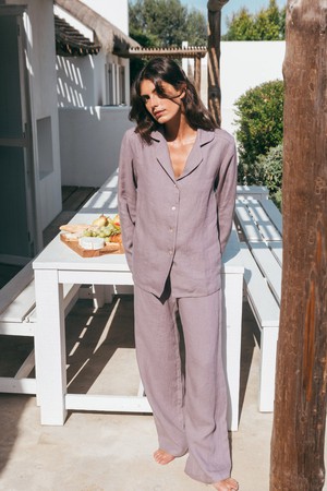 Nightly long sleeve pajama set in Dusty Lavender from AmourLinen