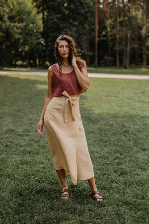 Iris linen wrap skirt in Mustard from AmourLinen
