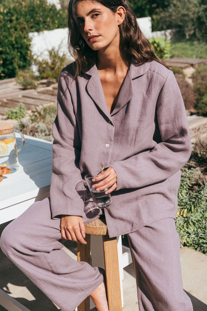 Nightly long sleeve pajama set in Dusty Lavender from AmourLinen