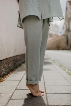 Malmo straight linen pants in Sage Green via AmourLinen