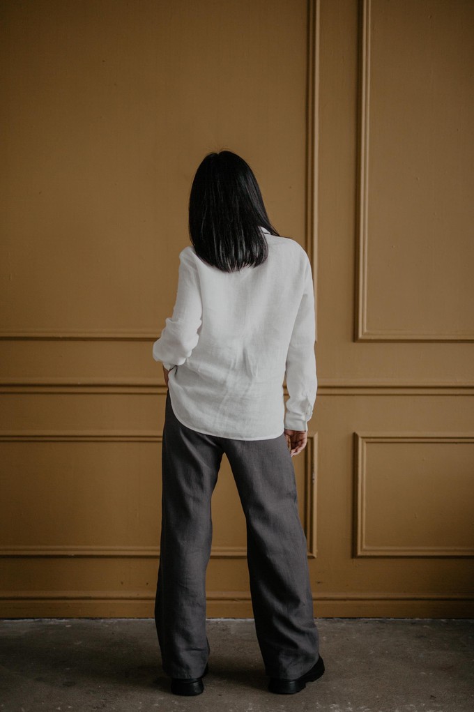 Oulu long linen pants in Charcoal from AmourLinen