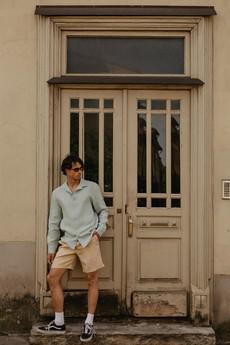Linen shorts ARES S Mustard via AmourLinen