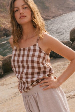 HILO top in Mocha Gingham from AmourLinen