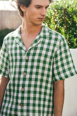 Loungewear set ASPEN in Green Gingham from AmourLinen
