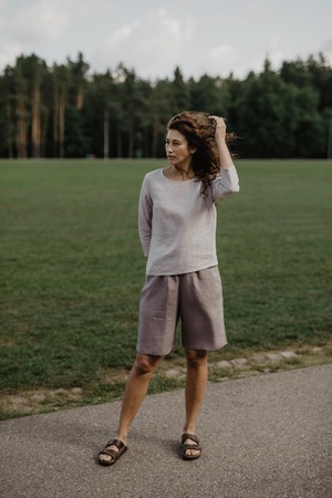 Riga linen top 3/4 sleeves XS/S Cotton Candy | sale from AmourLinen