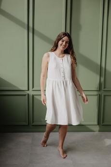 Linen sleeveless summer dress HAZEL XS Dusty Rose via AmourLinen