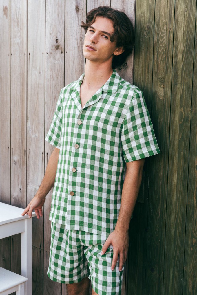 Loungewear set ASPEN in Green Gingham from AmourLinen