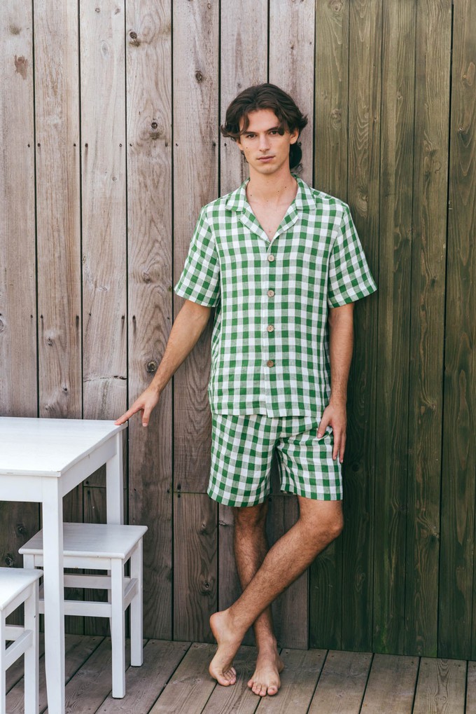 Loungewear set ASPEN in Green Gingham from AmourLinen