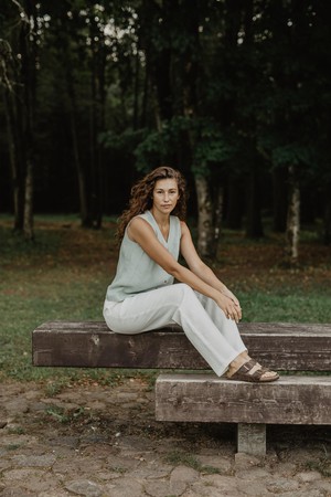 TUNIS top in Sage Green from AmourLinen