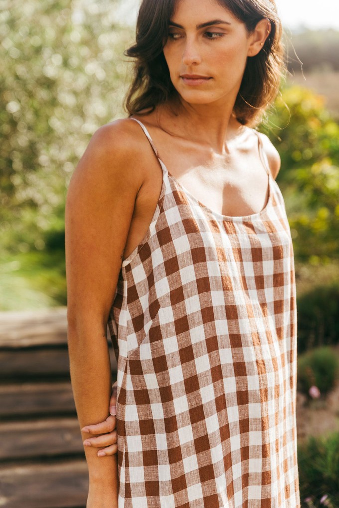Night gown DREAMY in Mocha Gingham from AmourLinen