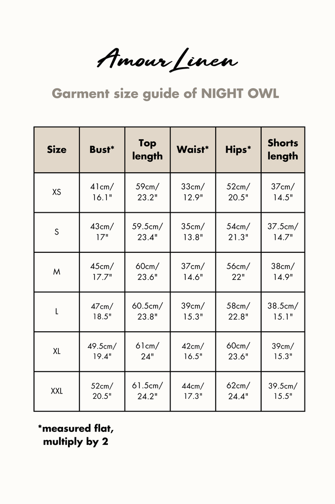 Sleeveless pajama set NIGHT OWL L Cream from AmourLinen